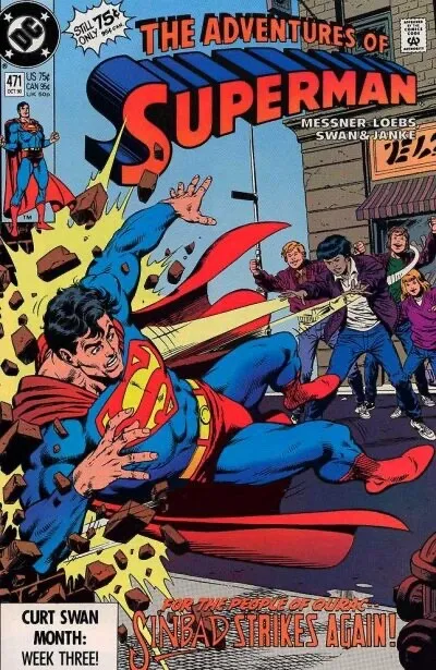ADVENTURES OF SUPERMAN #471 F/VF, Direct DC Comics 1990 Stock Image