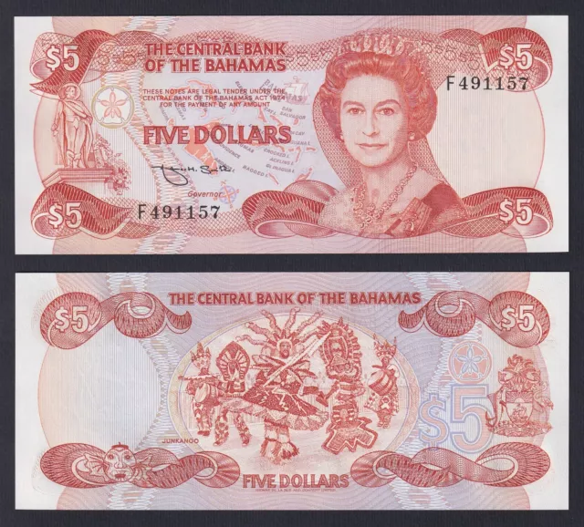 Banknote Bahamas 5 Dollars L.1974(1984) P 45b Fds / UNC G-02
