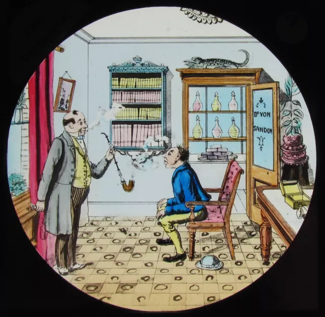 Glas magische Laterne Rutsche DIE ZAHNSCHMERZEN NO7 C1890 ALTE VIKTORIANISCHE COMIC-GESCHICHTENPFEIFE