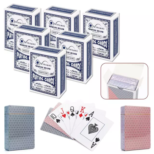 Vinsani Traditional Check Poker Casino Plastic Coated Playing Cards Decks