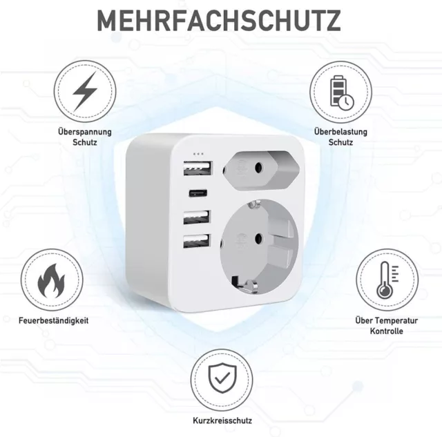 Reiseadapter EU DE auf USA Kanada Mexiko Steckdose Reisestecker Strom mit USB