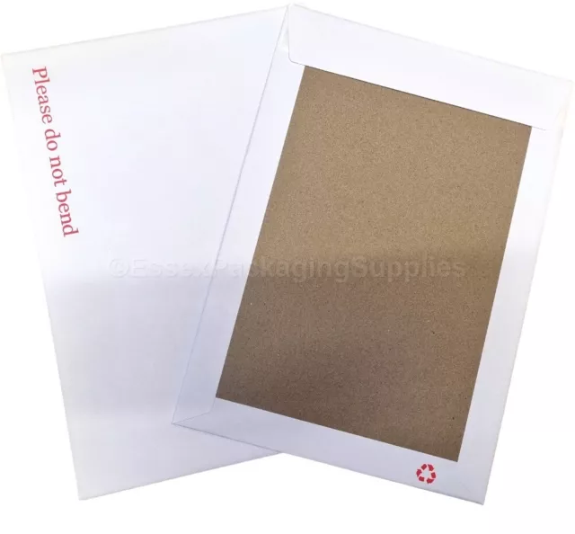 Hard Backed WHITE Envelopes Please Do Not Bend Cardboard Backed Strong
