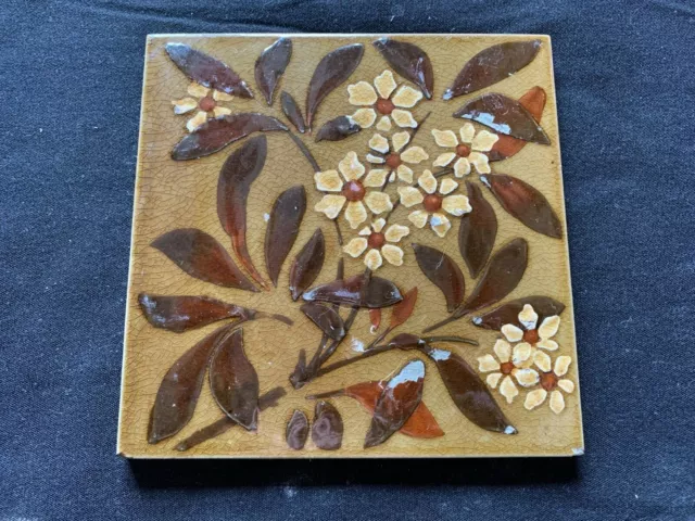 One Reclaimed Antique 6" x 6" Brown Victorian Tile Tiling Kitchen Décor (BTS366)