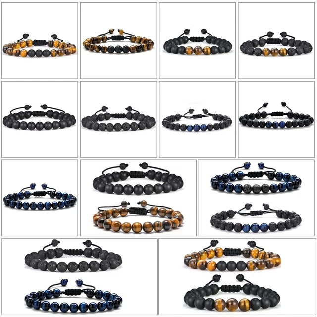Armband Damen Geflochten Herrenarmband Tigerauge gewebtes Armband Ätherisches Öl