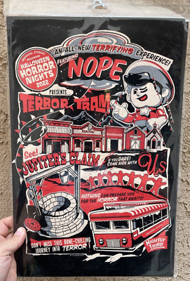 UNIVERSAL STUDIOS HOLLYWOOD Poster Sign Terror Tram 2022 Halloween