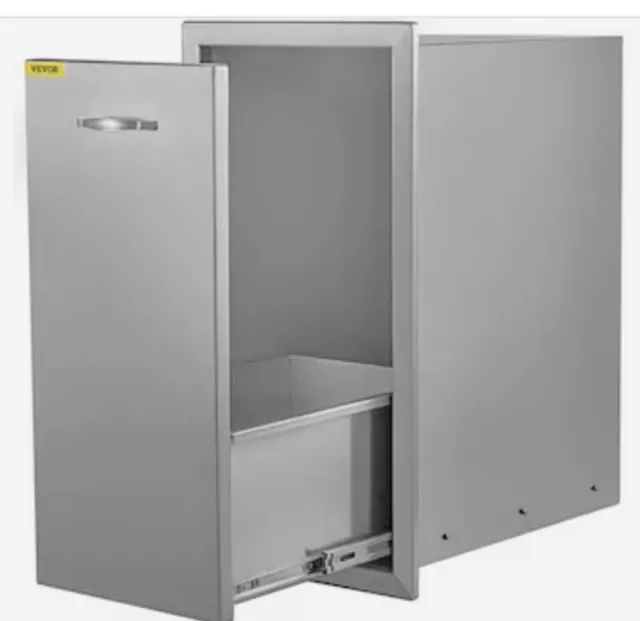 VEVOR Pull Out Trash Drawer 13.6x26 Inch BBQ Island Narrow Trash Bin Drawers