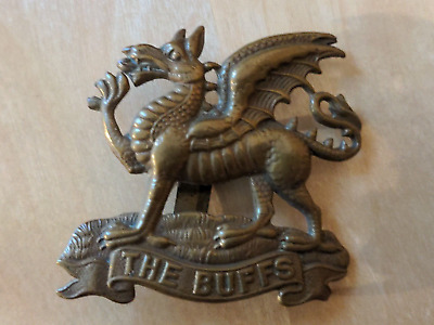 Original WW1 Royal East Kent (The Buffs) Regiment Cap Badge Brass Slider