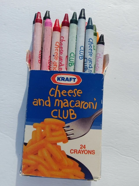 1970s Vintage Kraft Cheese and Macaroni Dinner Box of 24 crayons Club Members