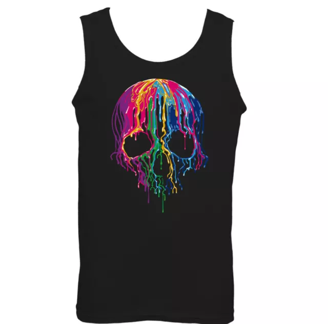 Dripping Skull Mens Vest Biker Tattoo Gothic Melting Motorcycle Motorbike Top