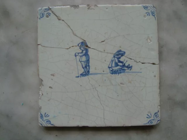 17th century delft handpainted dutch delftware tile golf, sport sledge