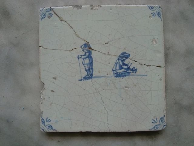 17th century delft handpainted dutch delftware tile golf, sport sledge