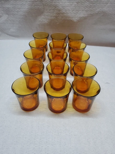 Lot De 6 Ramequins Duralex Orange Ambré - Verre Trempé Made In France - Occasion