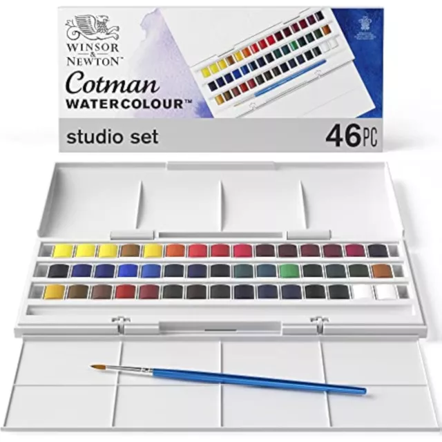 Winsor & Newton Half Pan Studio Cotman Watercolour 45-Pieces Set FREE AU Ship