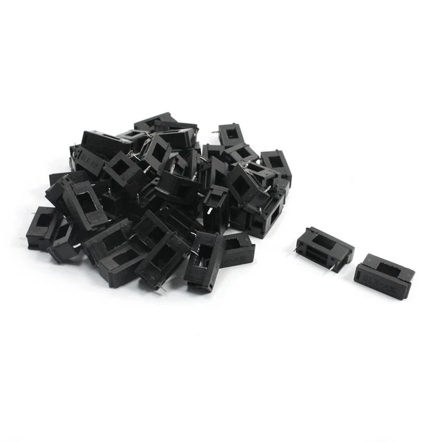 Lot de 50 BLX-un support en plastique noir pour PCB Porte pour fusibles 5 x 20mm