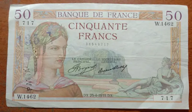 France Banque De France 50 francs circulated.