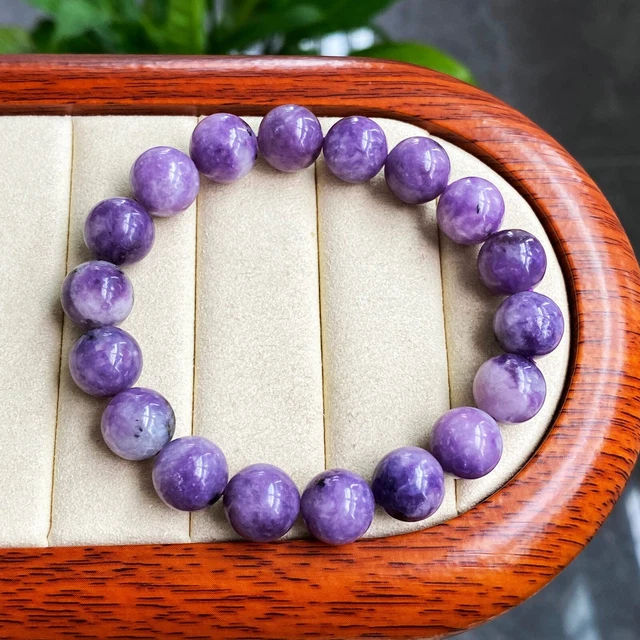 11mm Natural Purple Lepidolite Crystal Quartz Beads Bracelet AAA