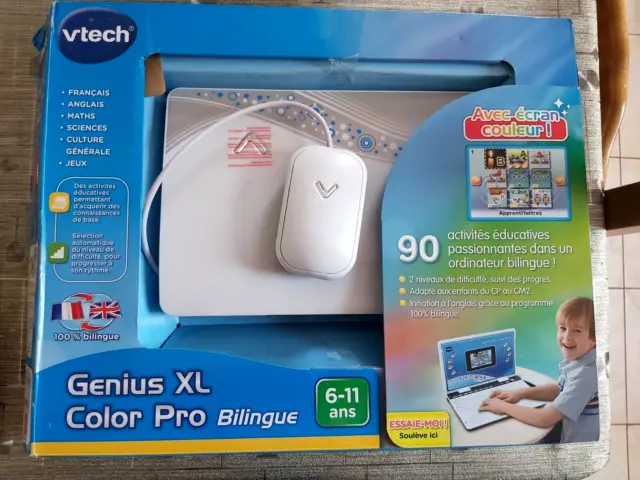 VTech - Genius XL Color Pro Bilingue Gris Argent, Ordinateur Enfant
