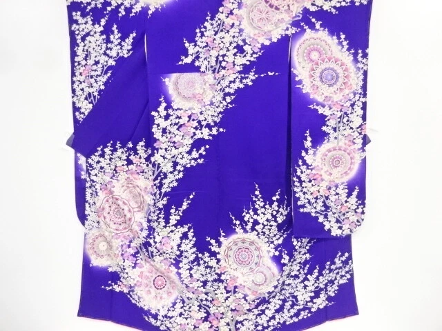 80200# Japanese Kimono / Antique Furisode / Ume Blossom & Mirrors