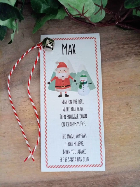 5 Christmas bell bookmarks,make a wish,gift student,stocking filler,xmas eve box