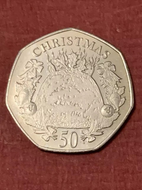 2016 Fifty Pence 50p Coin Isle Of Man Christmas UNC IOM Christmas PUDDING