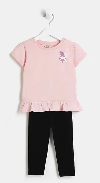 T-shirt floreale rosa nuova con etichette nuova con etichette set leggings 4-5 anni 2