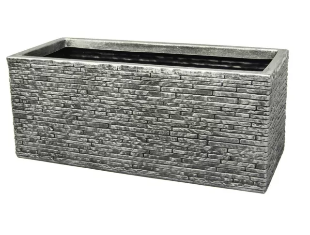 Grey Brick Stone Effect Plastic Garden Trough Planter Patio Flower Pot 60cm