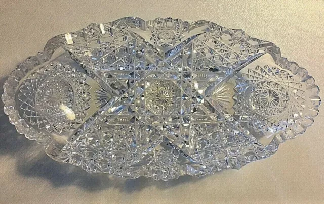 Sawtooth Cut Crystal Dish American Brilliant Period