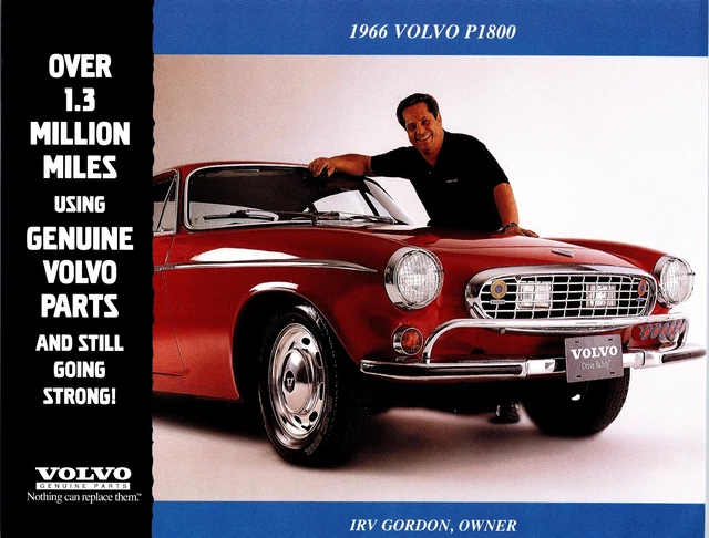 Volvo P1800 1.3 Million Miles Irv Gordon Guinness Book Record Ad Mini Poster