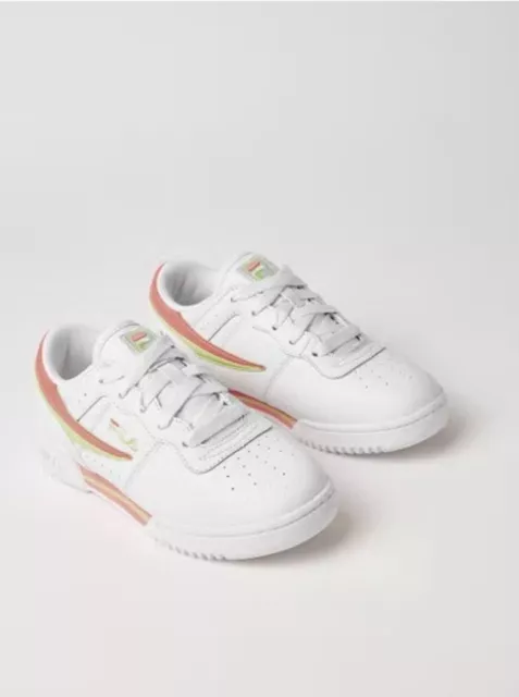 Fila Kids Original Fitness Sneakers White/Diva Pink/Yellow Trainers Size UK1 2