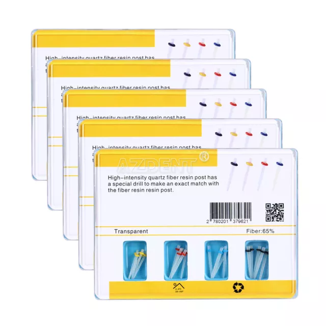 5X Dental AAA Fiber Post Resina tornillo alta intensidad de rosca vidrio Taladro
