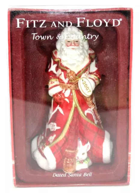 Fitz and Floyd Santa Bell 2007 Town & Country Christmas Holiday Decoration