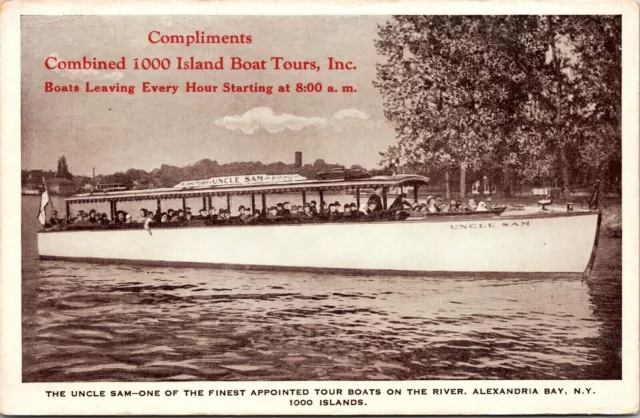 Uncle Sam Alexandria Bay NY New York Boat Tour WB Postcard UNP VTG Unused
