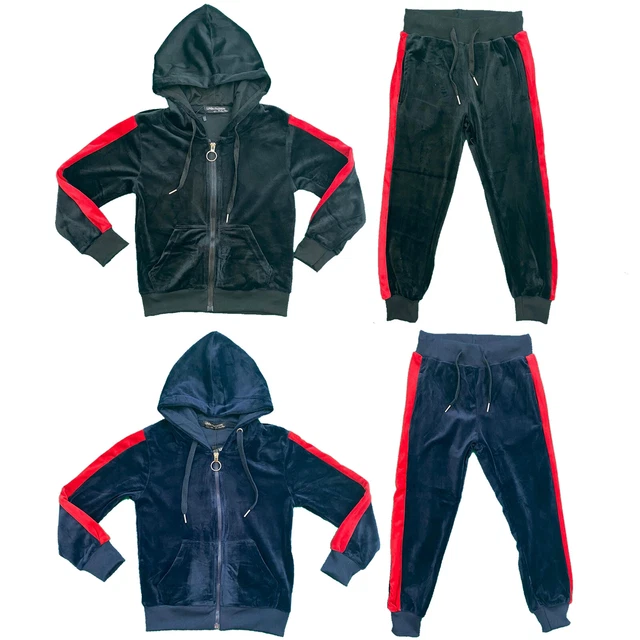 Girls Kids Crushed Velvet Velour Tracksuit Jacket Joggers Bottoms Outfit Lounge