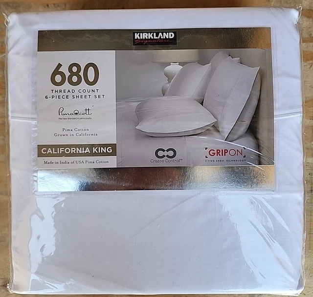 KIRKLAND SIGNATURE WHITE 680 Thread Count Sheet Set Cal King 65.00