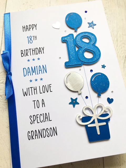 18TH BIRTHDAY CARD Grandson Son Brother etc Personalised Handmade ...