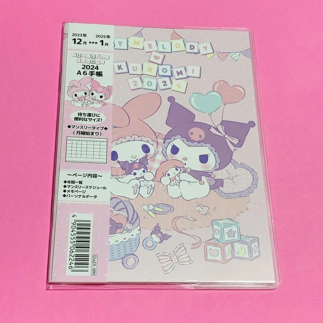 SANRIO MY MELODY Kuromi 2024 A6 Schedule Book Notebook 40.20 PicClick