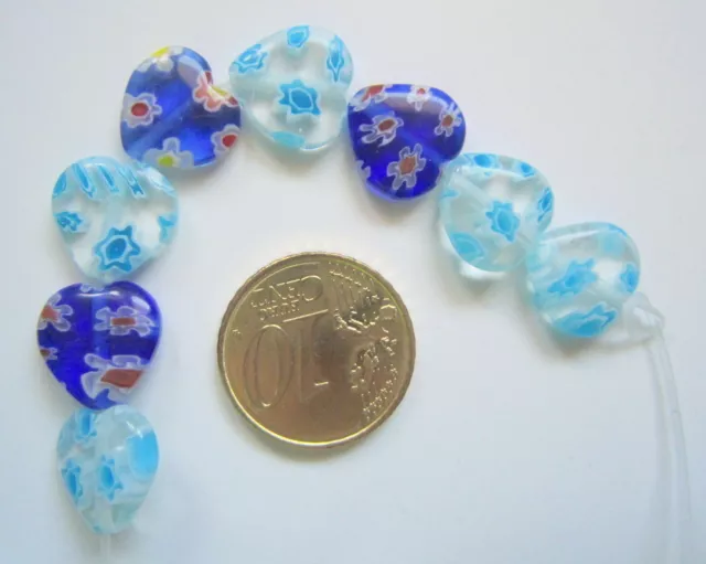 Perlas corazón cristal milflores 12 mm X 8 UNIDADES transparente azul abalorios