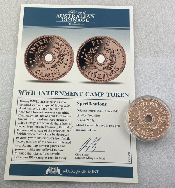 HISTORY OF AUSTRALIAN Coinage WWII Internment Camp Token Macquarie