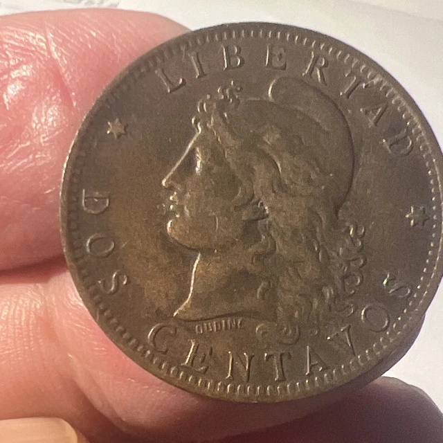 1890, Dos Centavos LIBERTAD Republic Of Argentina coin.