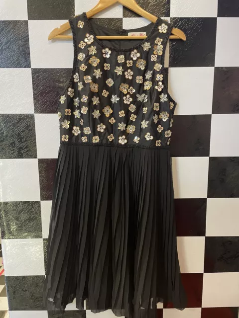 Alannah Hill Just What I Needed Black Embellished Sequin Beaded Dress Size 14