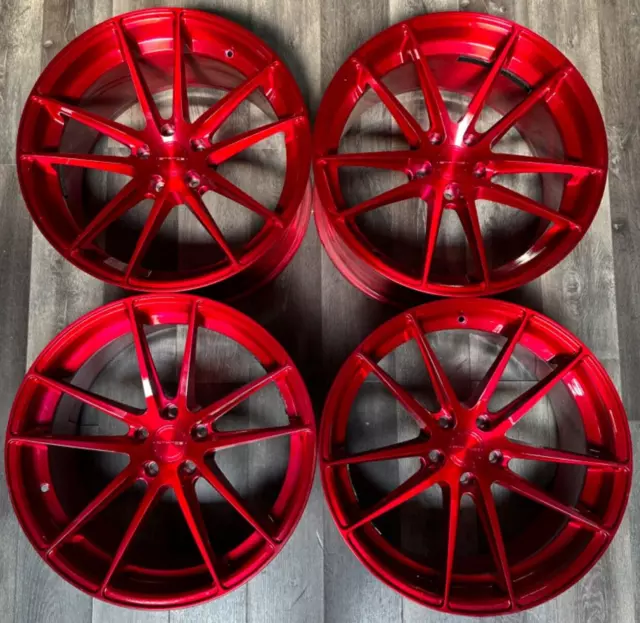 20" Stance Sc1 Red Staggered Concave Wheels Rims For Ford Mustang S197 S550 S650