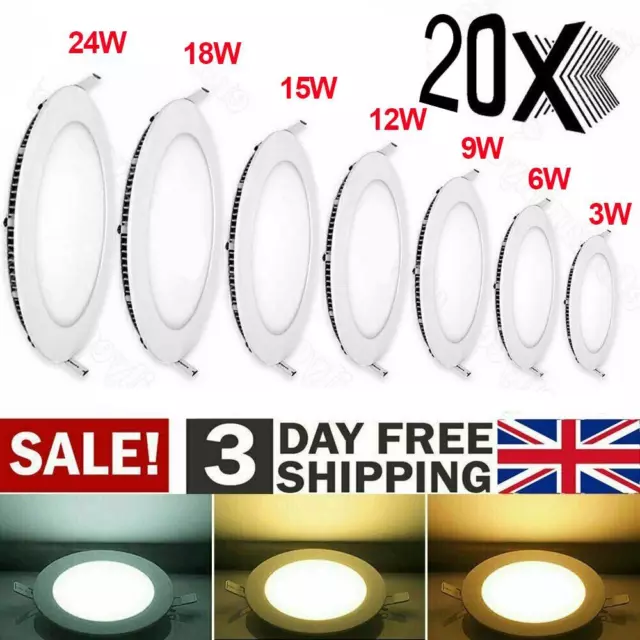 UK Ultra Slim Recessed LED Flat Panel Ceiling Spot Lights Downlights Spotlights