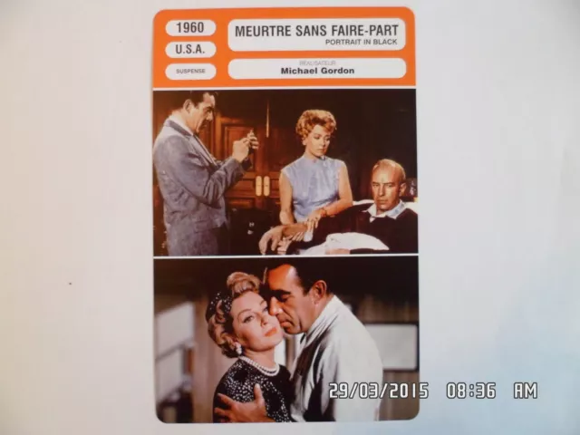 CARTE FICHE CINEMA 1960 MEURTRE SANS FAIRE PART Lana Turner Anthony Quinn