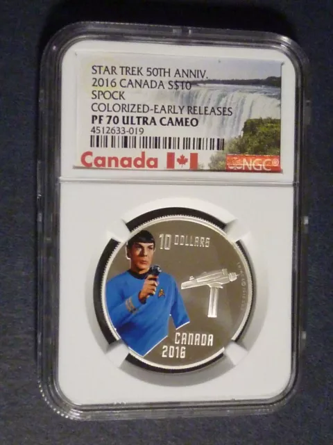 2016  Canada   Spock   Star Trek  50Th  S$10  Ngc  Pf70  Early Releases