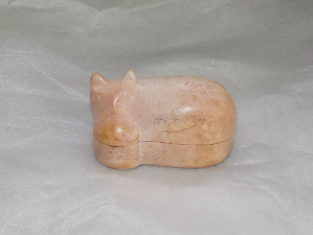 Soapstone Carving Hippo Trinket Box Hand Carved in Kenya 2x3.5x2" Hippopotamus