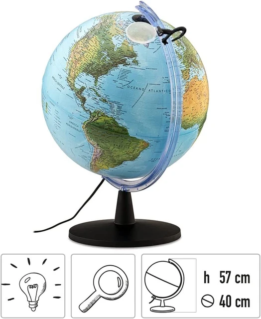 Mappamondo Gonfiabile Politico - Globo Geografico 40 Cm, Italiano, Per Spiaggia E Didattica