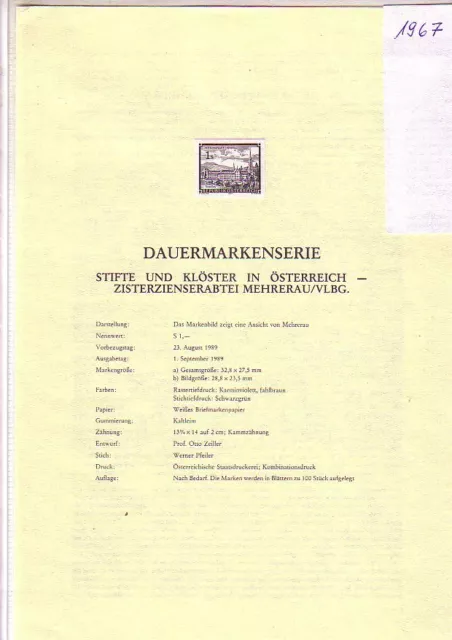 Österreich Michel 1967 geschnittener Vorlagedruck