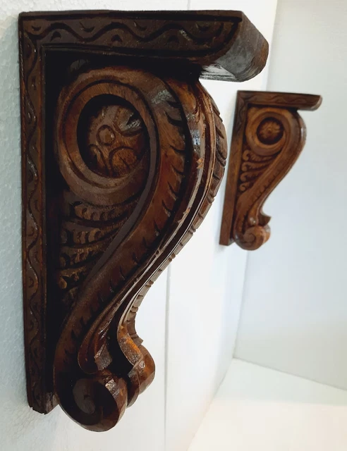 Solid wood corbels Wall Bracket Pair (2 Pcs) Door Entrance Wall Decor Wall Gift