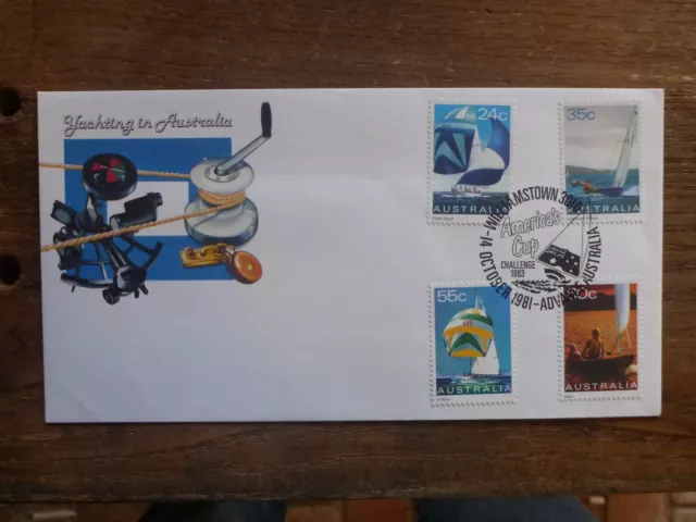 Australia 1981 Yatching Set 4 Stamps P/M Perth Americas Cup Fdc First Day Cover