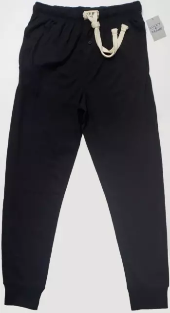 Lucky Brand Men's Jogger Pants Medium Black Lounge Pajama Sueded Jersey Cotton